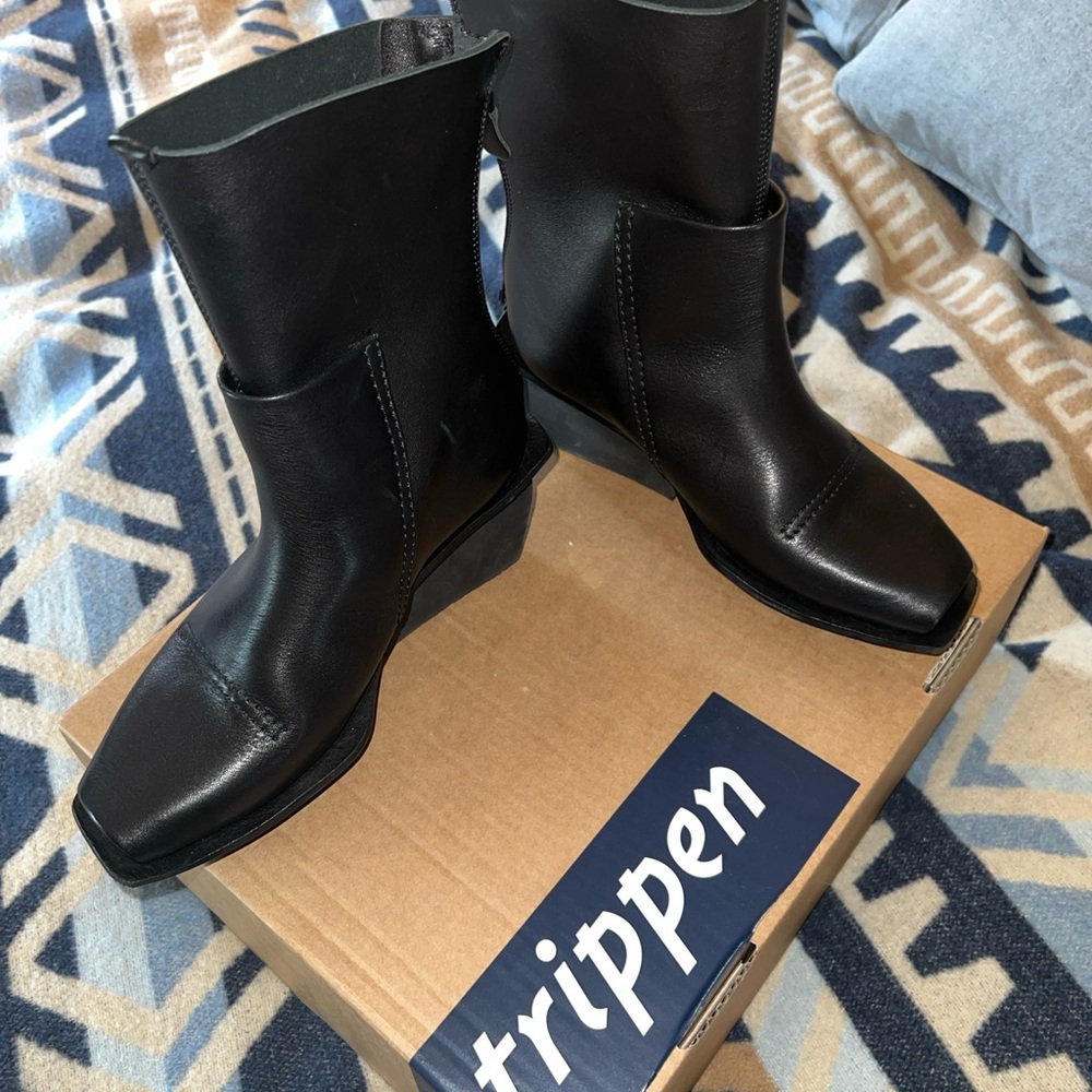 Trippen Voltage Black Boots Size 37 New